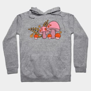 Retro Pink Mushrooms Hoodie